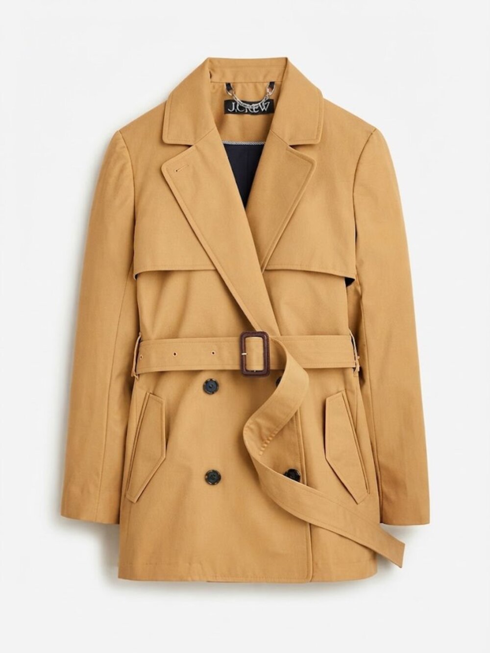 J. Crew Cropped Icon Trench Coat in Honey Brown Size 6